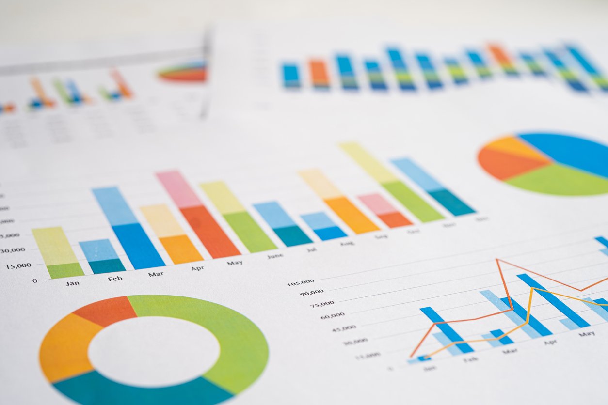 chart or graph paper. Financial, account, statistics and business data concept.